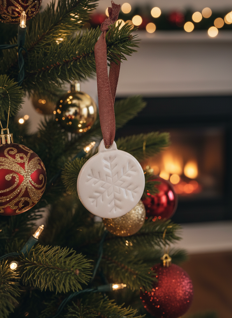 Les Suspensions de Noël en Porcelaine : La Boule de Noël Flocon