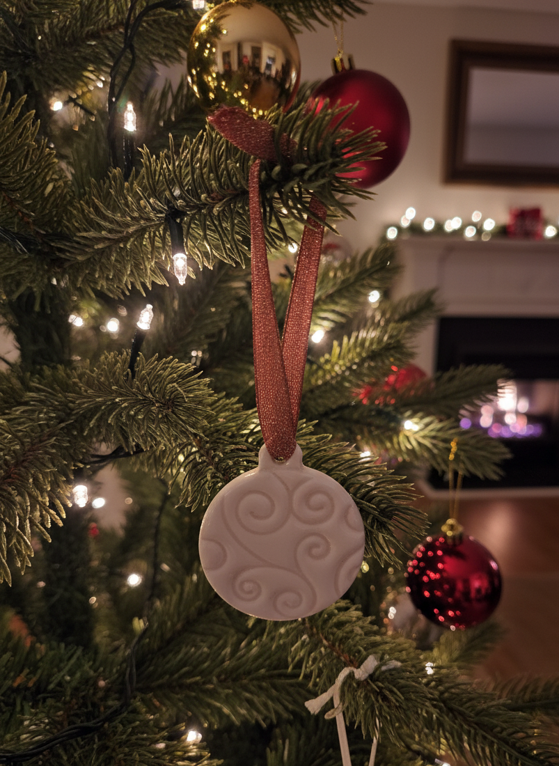 Les Suspensions de Noël en Porcelaine : La Boule de Noël Spirale