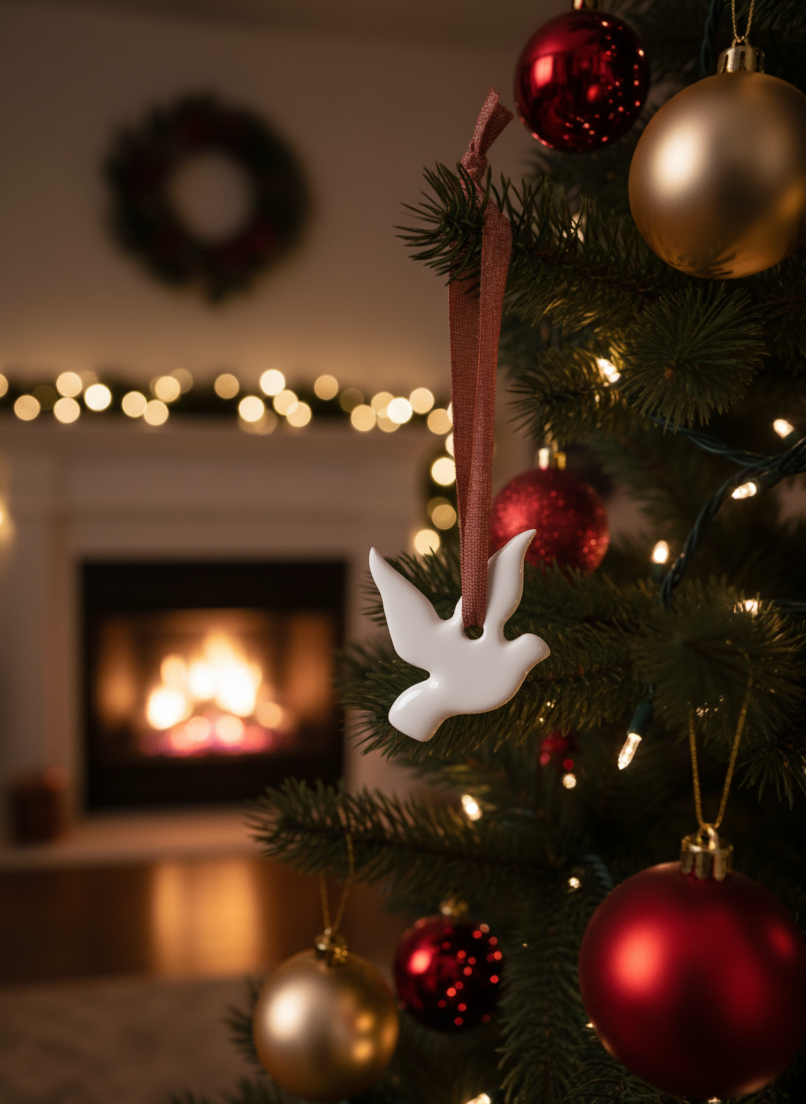 Les Suspensions de Noël en Porcelaine : La Colombe