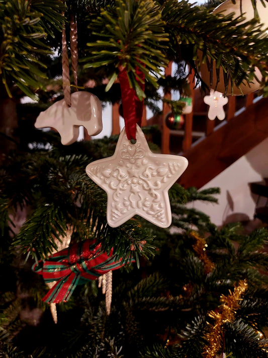 Les Suspensions de Noël en Porcelaine : L'Etoile