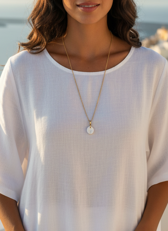 Médaillon Croix en Porcelaine