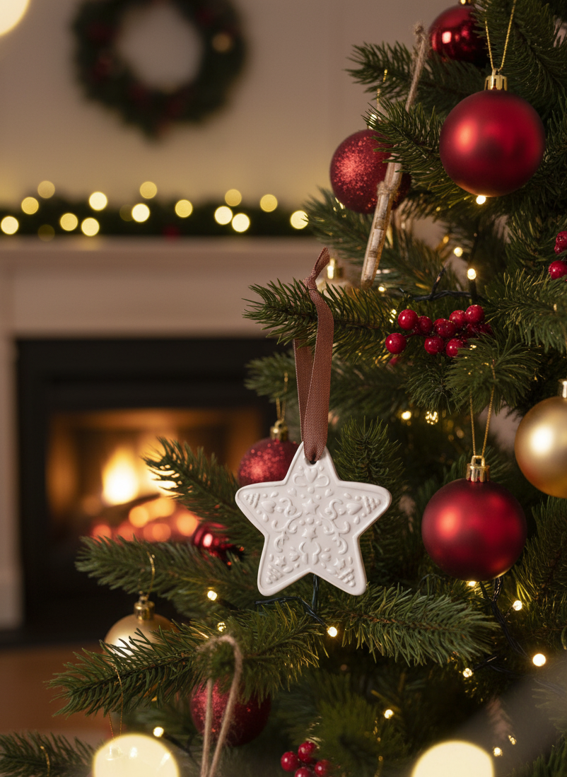 Les Suspensions de Noël en Porcelaine : L'Etoile